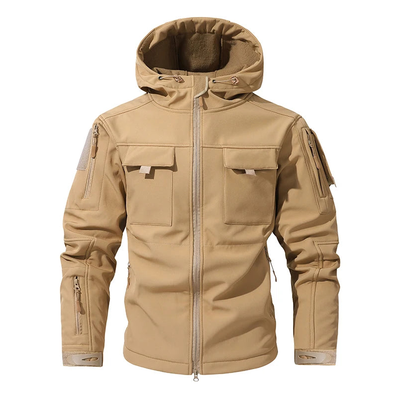 Men Lurker Shark Skin Soft Shell Tactical Jacket Waterproof Fleece Hooded Coat Hunt Clothes Autumn Solid Outdoor New Jacket Men