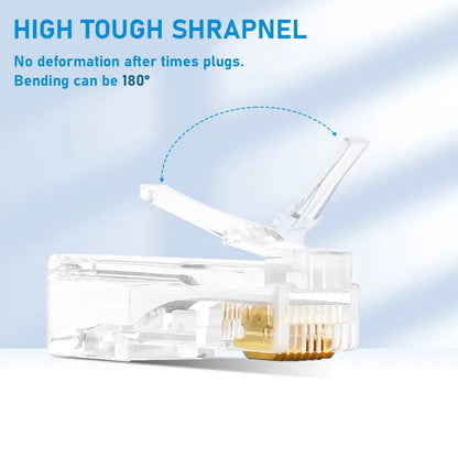 50/100pcs Pass Through RJ45 Cat6/Cat5e Connectors Crystal End 8P8C Crimp UTP Standard Ethernet Network Modular Plug