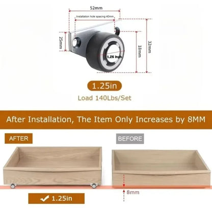 8/1PCS Mini Side Mount Caster Wheels Silent Rubber Furniture Casters Directional Cartwheels For Trolley Drawer Kitchen Cabinets