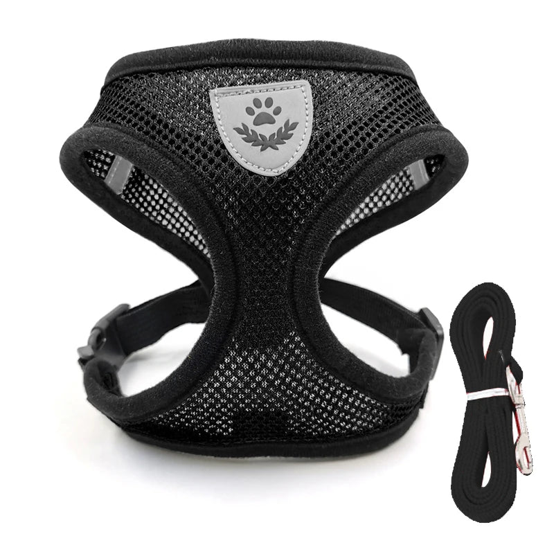 Adjustable Cat Dog Harness Leash Set Reflective Escape Proof Mesh Vest Puppy Kitten Chest Strap Pet Walking Safety Lead Supplies