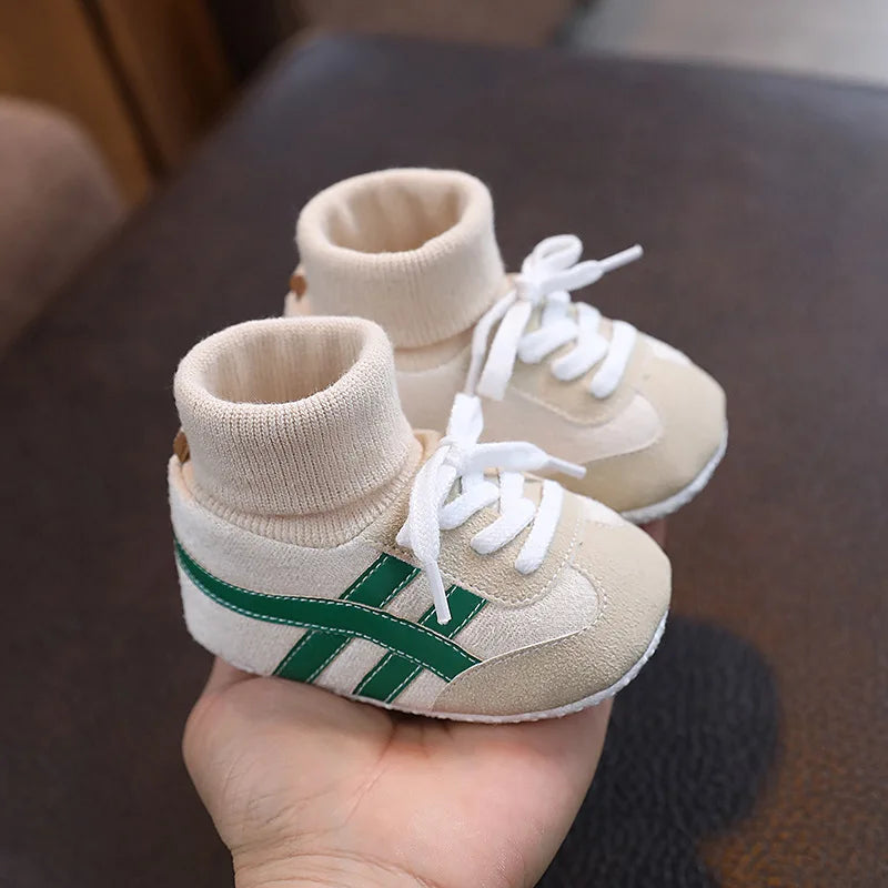 Spring and Autumn Baby Shoes for Boys and Girls 0-1 Years Old Shoes and Socks Do Not Drop Soft Bottom Anti Slip Sneakers 6-12M
