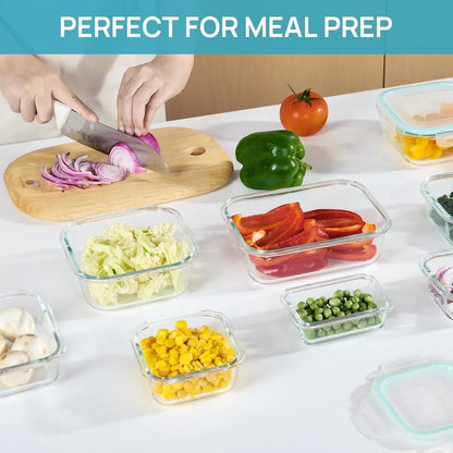 Borosilicate Glass Lunch Box Airtight Leakproof Bento Box Meal Prep Food Storage Containers with Locking Lid for Adults Office