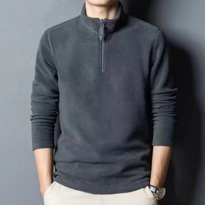 Autumn Winter New Warm Polo Shirts Men's Lamb Wool Sweatshirt Standing Neck Half Zip Long Sleeve Fashion Versatile Men Tees Tops