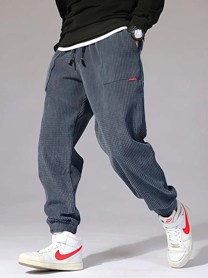 Baggy Corduroy Jogger Pants Men Tech Fleece Sweatpants Man Autumn Winter Casual Harem Pants Male Sport Thermal Trousers