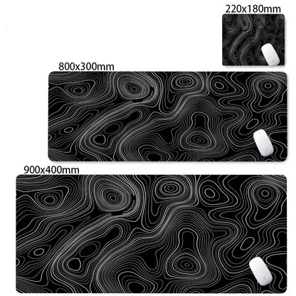 CIFBUY Large Gaming Mouse Pad Black White Strata Abstract Design Non-Slip Office Desk Mat Lock Stitched Edge for Computer Keyboa