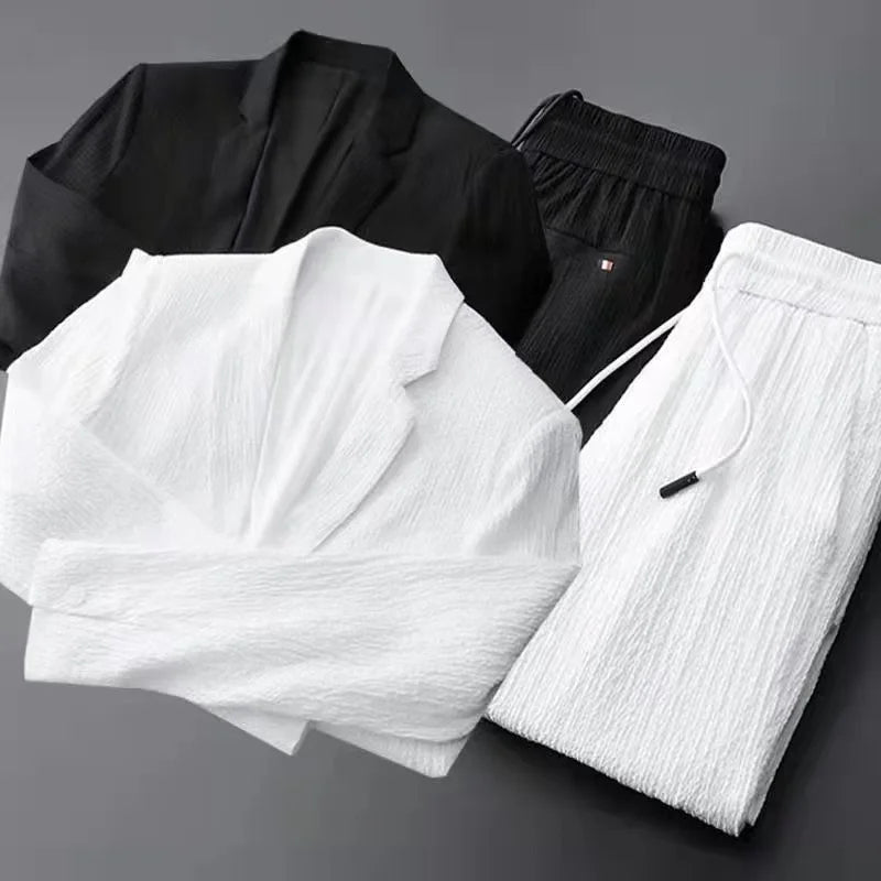 Autumn New Fashion Suit Men's Long Sleeved High End Quality Casual Set Korean Edition Casual Two Piece Set