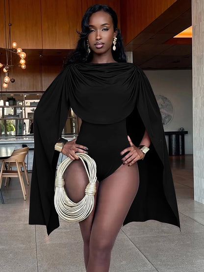 Hugcitar Women Fashion Solid Long Ribbon Ruched Sexy Bodycon Skinny Bodysuit Fall Spring Casual New Romper Party Club Overalls