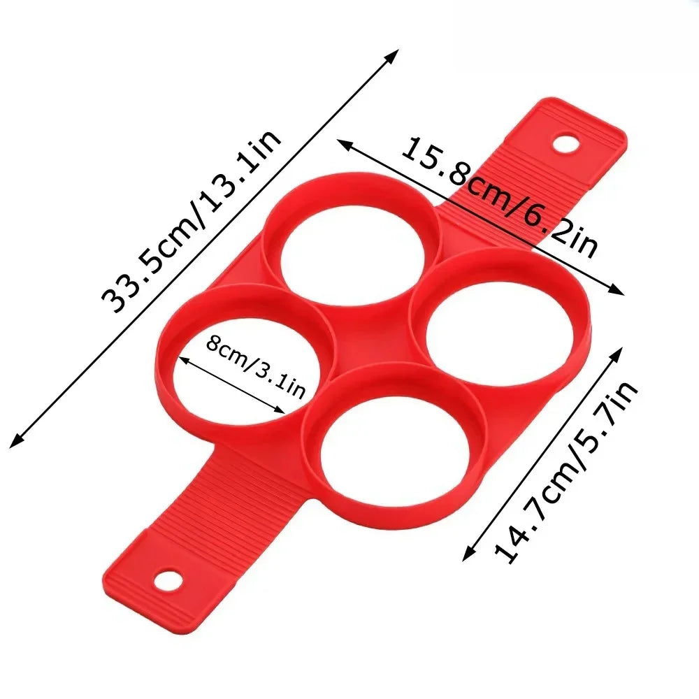 Pancake Maker Multiple Shapes 4 Holes Nonstick Silicone Baking Mold Ring Fried Egg Mold for Family Cooking DIY Daily Surprises