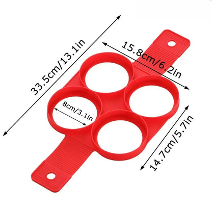 Pancake Maker Multiple Shapes 4 Holes Nonstick Silicone Baking Mold Ring Fried Egg Mold for Family Cooking DIY Daily Surprises