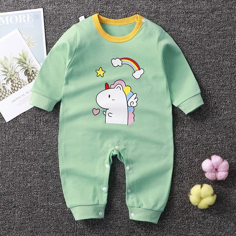 Baby Boys Girls Long Sleeve Romper Cotton Spring Autumn Crawling Jumpsuit Sleepwear All Seasons Onesie