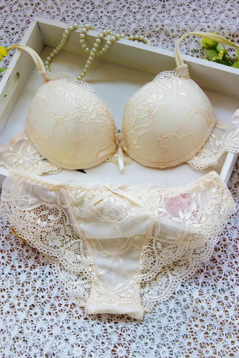 Lingerie Beautiful 2 Pcs Underwear Transparent Lace Exotic Sets See Through Delicate Bilizna Sexy Fancy Intimate