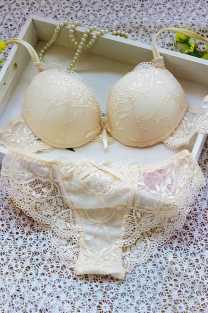 Lingerie Beautiful 2 Pcs Underwear Transparent Lace Exotic Sets See Through Delicate Bilizna Sexy Fancy Intimate