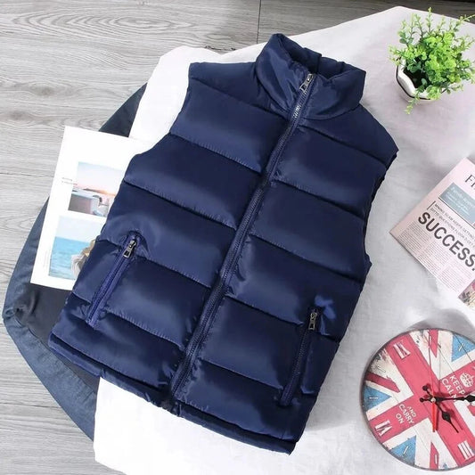 White Vest Jacket Men Slim Fit Stand Collar Sleeveless Puffer Jackets Spring Autumn Casual Waistcoat Men Warm Coat