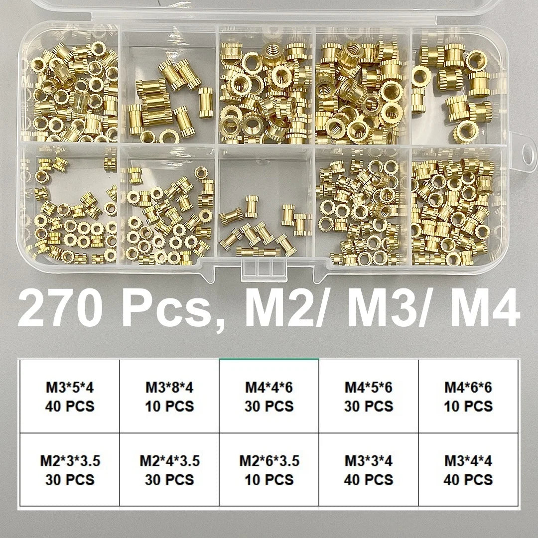 M2 M2.5 M3 M4 M5 M6 Brass Heat Insert Nut Hot Melt Nutinsert Thread Knurled Double Twill Embedment Nuts 3D Printer Accessories