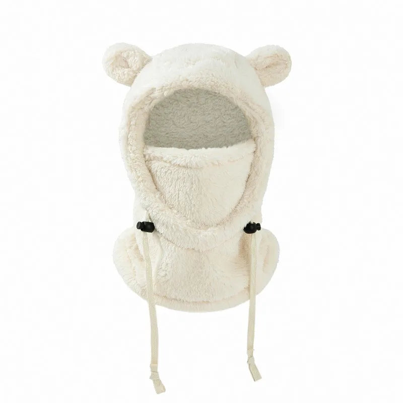 Integrated Cold-proof Hat and Scarf, Winter Cold-proof Ear-protecting and Windproof Face Mask for Boys and Girls Aged 3 To 10