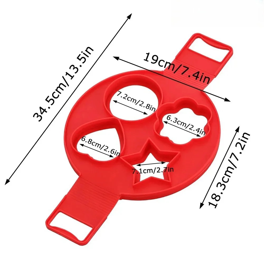 Pancake Maker Multiple Shapes 4 Holes Nonstick Silicone Baking Mold Ring Fried Egg Mold for Family Cooking DIY Daily Surprises