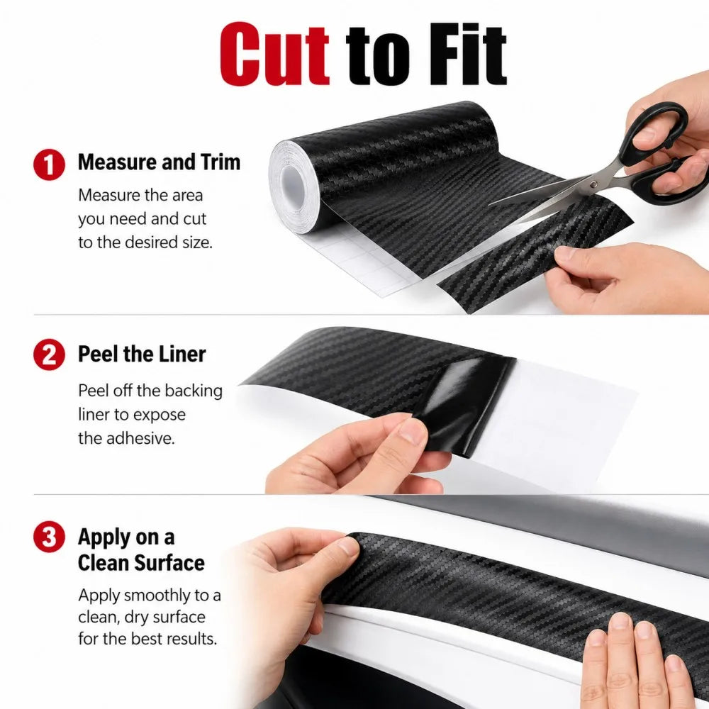 1m-10m 3D Carbon Fiber Anti Collision Film Car Door Edge Guards Door Sill Protector Waterproof Scratch Cover Strip Stickers Tape