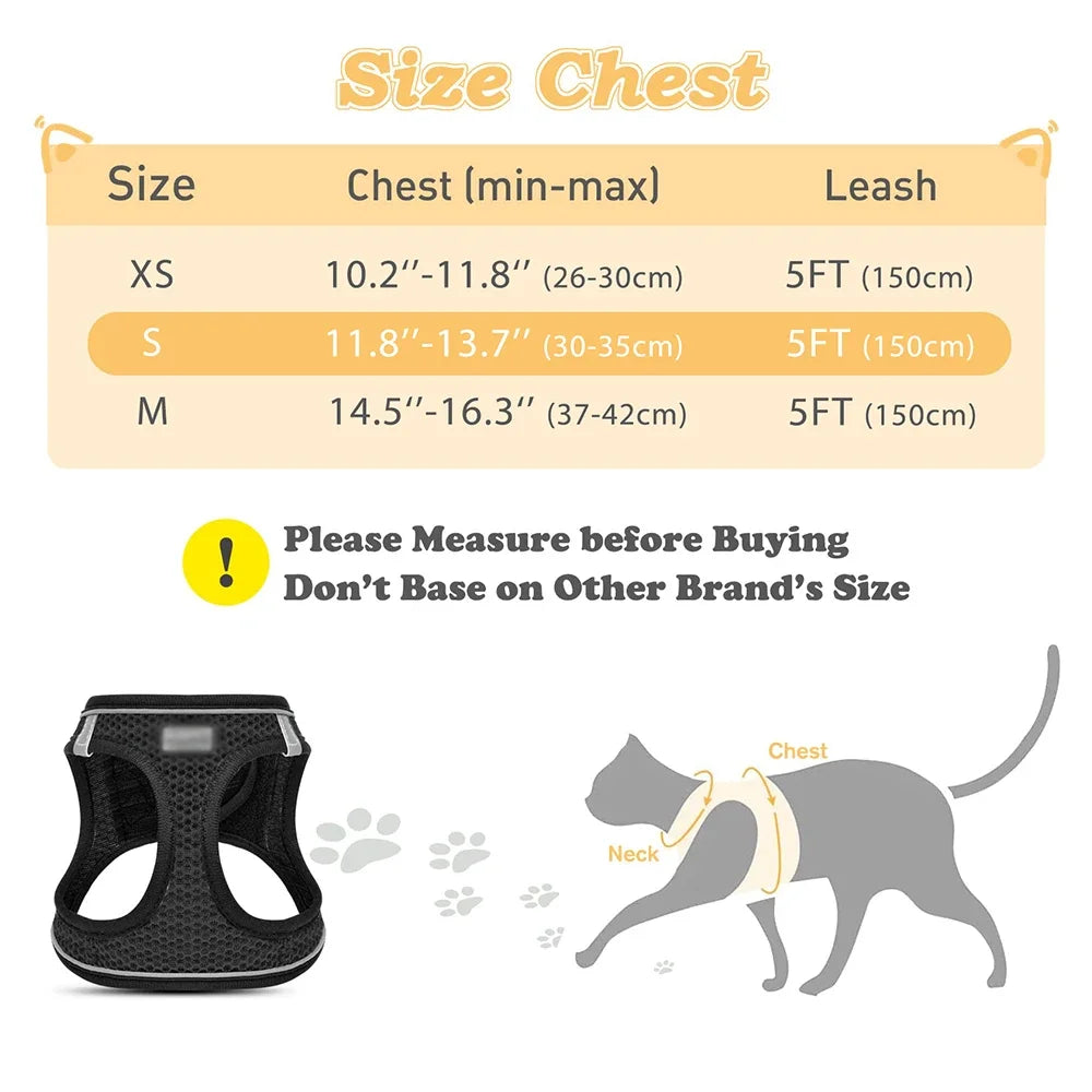 Cat Dog Harness with Lead Leash Adjustable Vest Polyester Mesh Breathable Harnesses Reflective Sti for Small Dog Cat Accessories