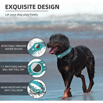 AirTag Dog Collar Reflective Dog Collar Padded Dog Collars AirTag Holder Case Adjustable Pet Collar for Small Medium Large Dogs