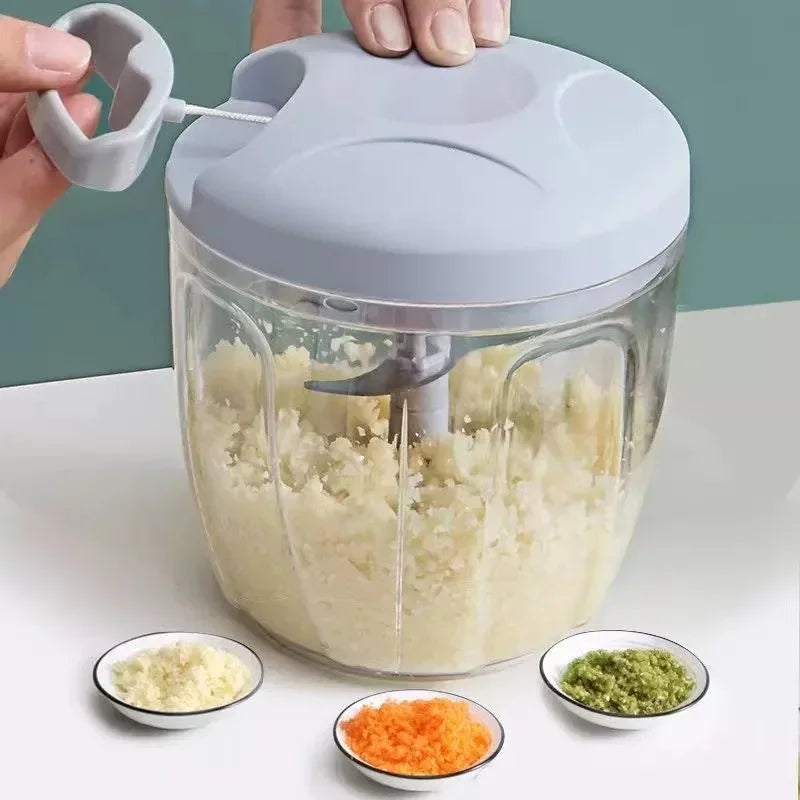 Manual Meat Grinder Garlic Chopper Rotating Garlic Press Vegetable Onion Cutting Machine，160/500/900ML