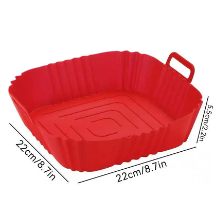 Reusable Silicone Air Fryer Liner Square 22cm Non-Stick Air Fryer Basket With Handles Silicone Oven Baking Tray Accessories