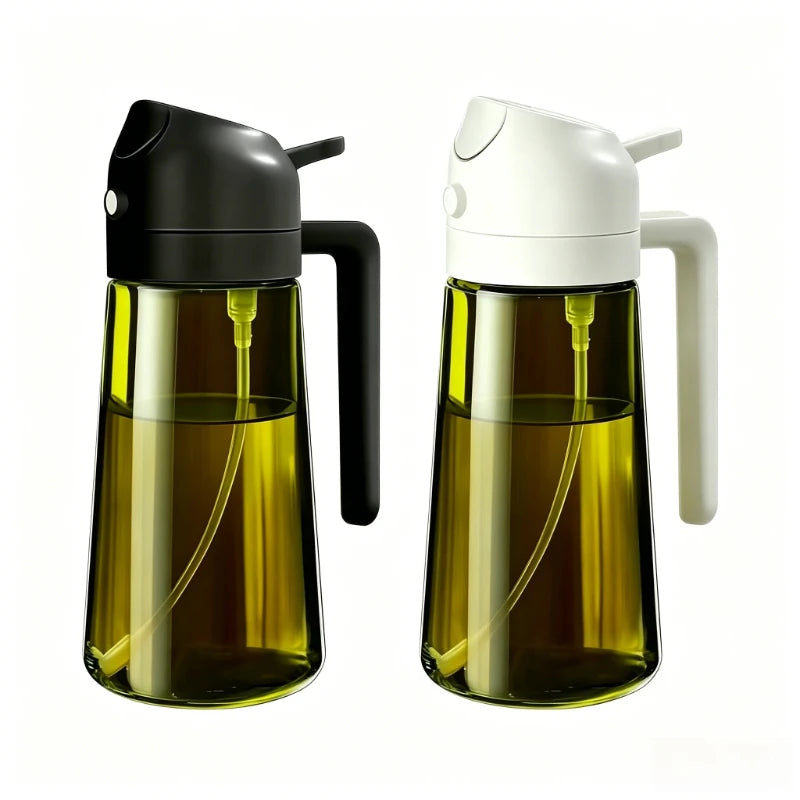 Plastic 2-in-1 Oil Dispenser & Sprayer 500ML Leakproof Olive Oil Sprayer Bottle for Cooking Spray Airfryer BBQ Camping