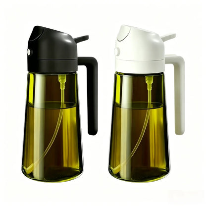 Plastic 2-in-1 Oil Dispenser & Sprayer 500ML Leakproof Olive Oil Sprayer Bottle for Cooking Spray Airfryer BBQ Camping