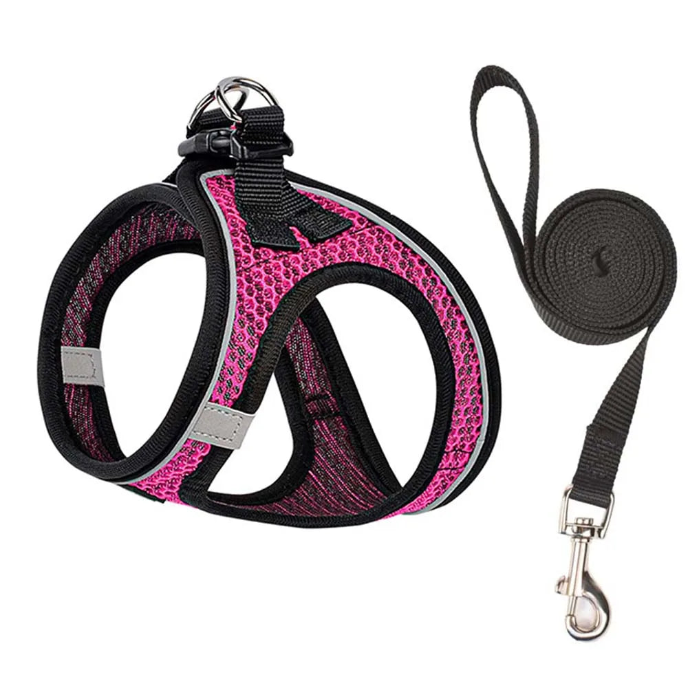 Cat Dog Harness with Lead Leash Adjustable Vest Polyester Mesh Breathable Harnesses Reflective Sti for Small Dog Cat Accessories