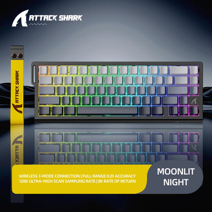 X68HE X68PRO ATTACK SHARK Magnetic Mechanical Keyboard 0.125ms Ultra Low Latency PO Cotton Silicone Fill RGB Backlit 8K Wired