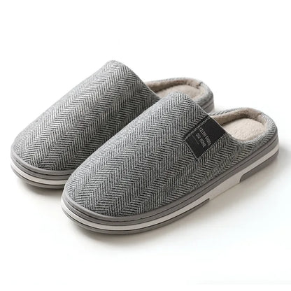 Men Slippers Winter Warm Cotton Slippers Men and Women Couples Flats Soft Non-slip Slides Home Indoor Slippers Large Size 40-51
