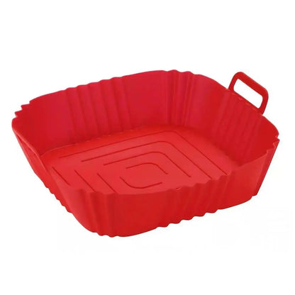 Reusable Silicone Air Fryer Liner Square 22cm Non-Stick Air Fryer Basket With Handles Silicone Oven Baking Tray Accessories