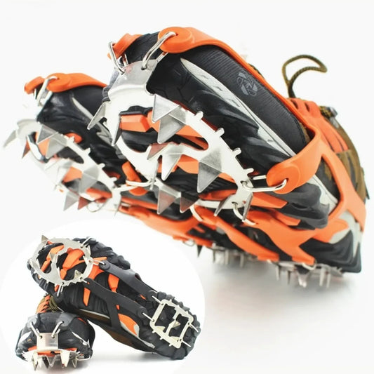 18 Studs Professional Anti Slip Ice Snow Climbing Crampons Mountaineering Hiking Camping Winter Outdoor Spike Shoes