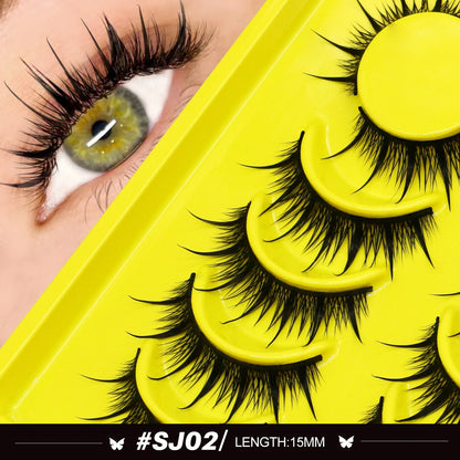 Lasvirey Cat Eye Lashes Manga Lashes Styles 3D Faux Mink Lashes Soft Cross Wispy Natural Winged End Eye Elongated Eyelash Makeup