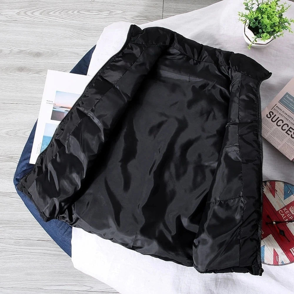White Vest Jacket Men Slim Fit Stand Collar Sleeveless Puffer Jackets Spring Autumn Casual Waistcoat Men Warm Coat