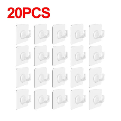 5/10/20/30Pcs Self-adhesive Hook Transparent Door Wall Hook Child Heavy Load Rack Kitchen Bathroom Towel Key Rack Sticky Hook