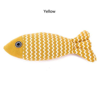 1Pcs/2Pcs Catnip Fish Cat Toys Soft Linen Bite-Resistant Plush Fish Interactive Chew Toys for Indoor Cats Pet Supplies