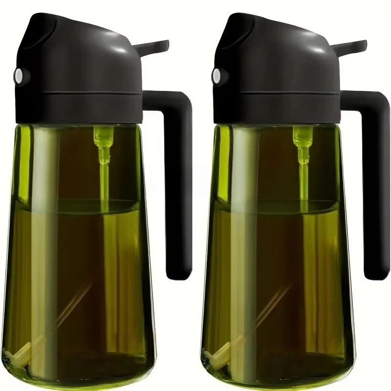 Plastic 2-in-1 Oil Dispenser & Sprayer 500ML Leakproof Olive Oil Sprayer Bottle for Cooking Spray Airfryer BBQ Camping