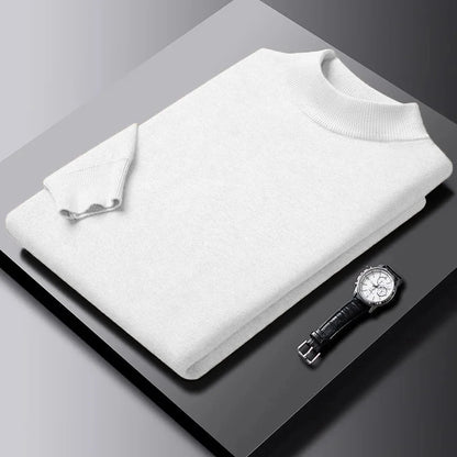 New Men's Solid Color Pullover Sweaters Half Turtleneck Long Sleeve Solid Color Breathable Streetwear Autumn Knitted Sweater Men